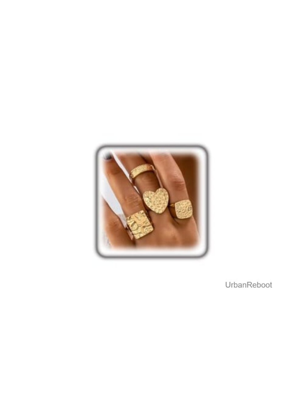 4pcs Gold Chunky Stackable Ring Set Y2k Geometric Vintage Statement Jewelry